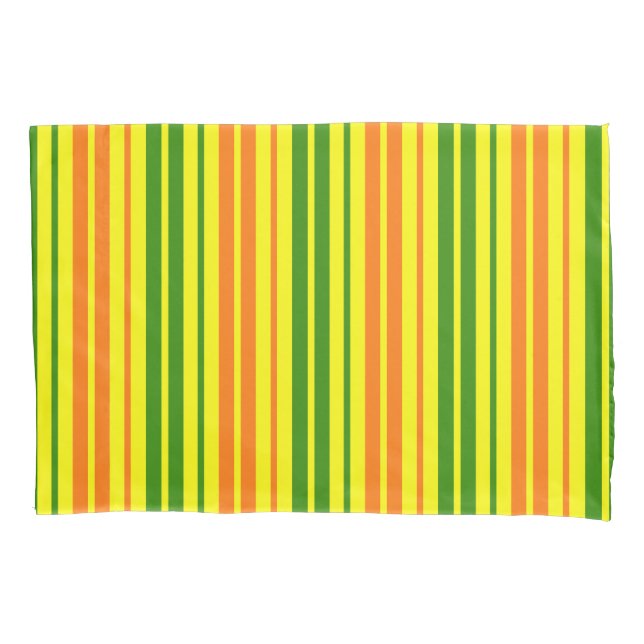 Funda De Cojín Diseño de rayas verticales naranja amarillo verde  (Anverso)