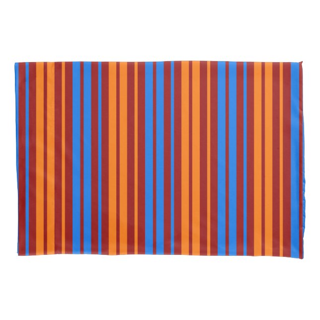 Funda De Cojín Diseño de rayas verticales naranja rojo azul   (Anverso)