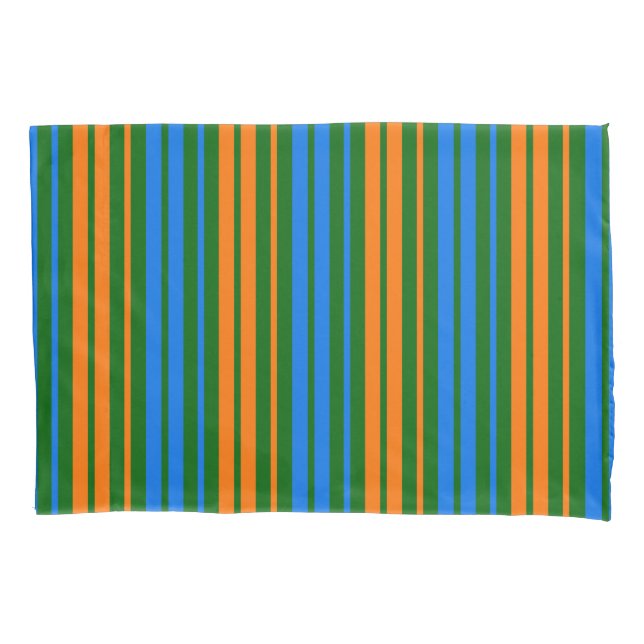 Funda De Cojín Diseño de rayas verticales naranjas verdes azules  (Anverso)
