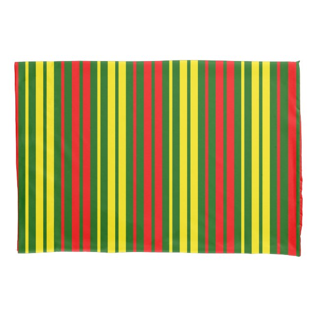 Funda De Cojín Diseño de rayas verticales verde amarillo rojo (Anverso)
