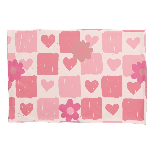 Funda De Cojín Diseño de verificación rosa (Anverso)