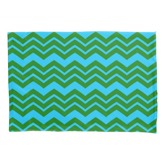 Funda De Cojín Diseño de zigzag Chevron Azul Verde (Anverso)