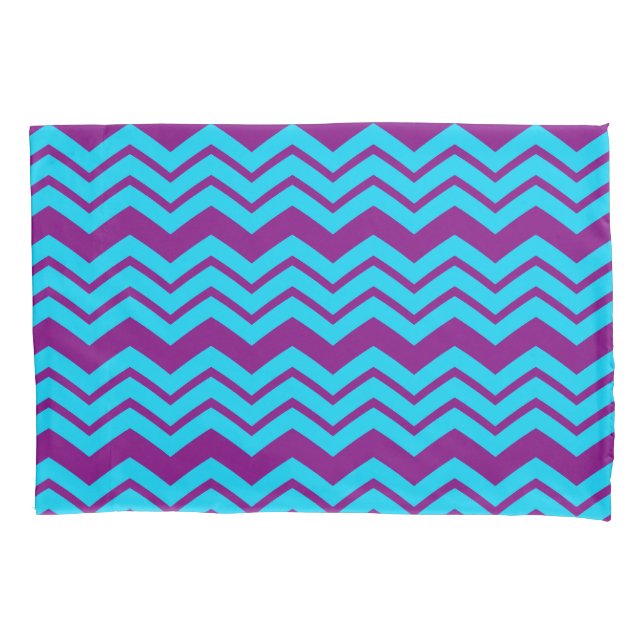 Funda De Cojín Diseño de zigzag Chevron Morado Azul (Anverso)