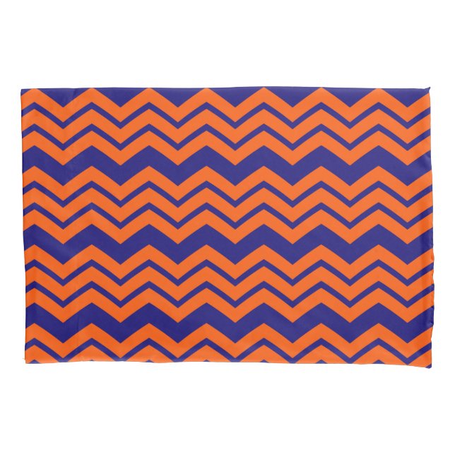 Funda De Cojín Diseño de zigzag de Chevron azul naranja (Anverso)