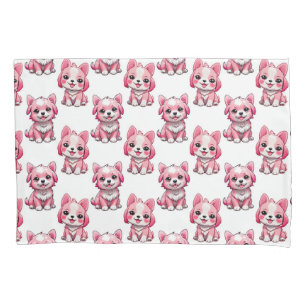 Funda De Cojín Diseño del patrón de perro de cachorro rosado - Bl