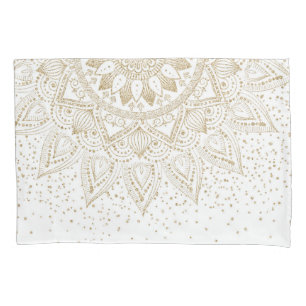 Funda De Cojín Diseño elegante del confeti de la mandala del oro