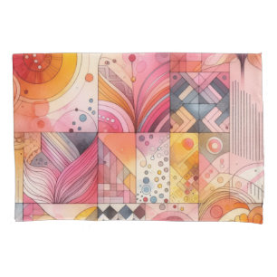 Funda De Cojín Diseño geométrico abstracto rosa y colorido