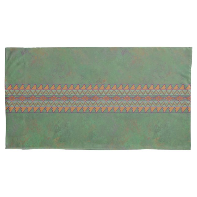 Funda De Cojín Diseño geométrico verde del suroeste de Sagebrush (Anverso-izquierdo)