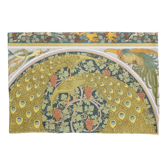 Funda De Cojín Diseño intrincado de estilo Art Nouveau pavo (Anverso)