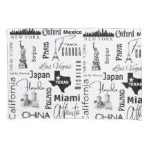 Diseño moderno ciudades famosas de moda en blanco 