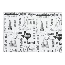 Funda De Cojín Diseño moderno ciudades famosas de moda en blanco 