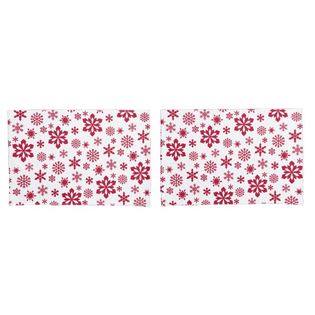 Funda De Cojín Diseño moderno de copos de nieve rojos y blancos (Anverso - Set)
