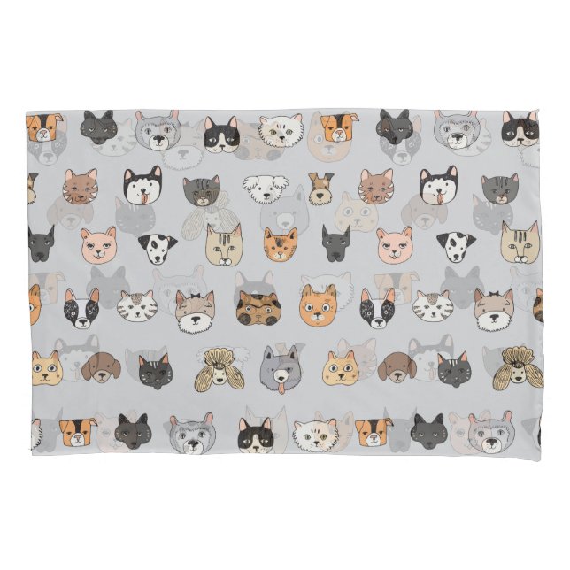 Funda De Cojín Diversión animal: perros gatos mezcla de doodle (Anverso)