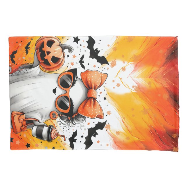 Funda De Cojín Divertido fantasma de Halloween (Anverso)