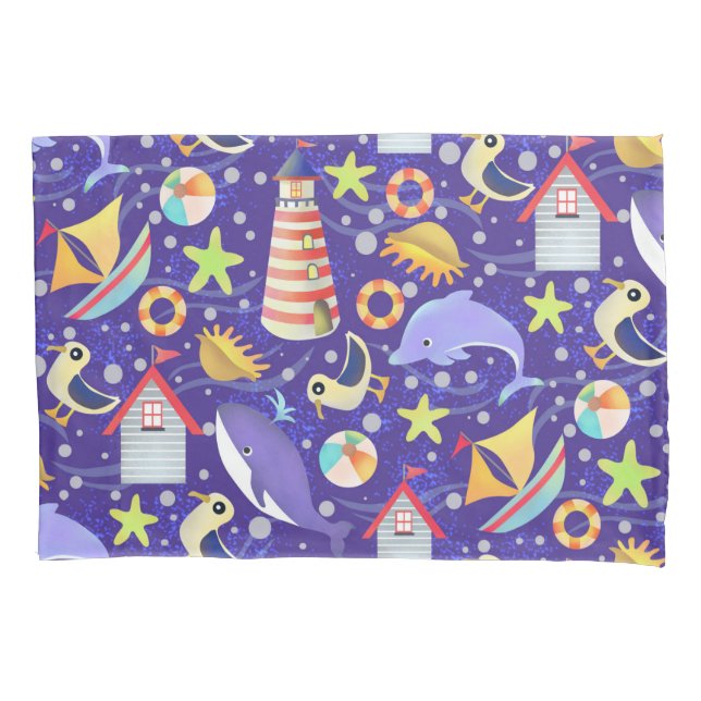 Funda De Cojín Diviértete Playa Marina  (Anverso)