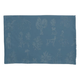 Funda De Cojín Dogs Lady Toile de Jouy Turquoise oscuro