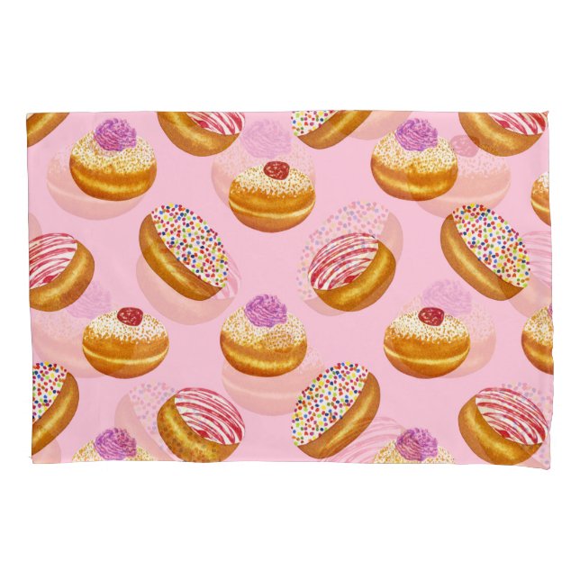 Funda De Cojín Donuts coloridos: acuarela dibujada a mano (Anverso)