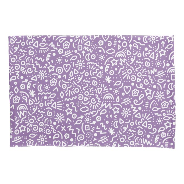 Funda De Cojín ¡Doodles! Amethyid Orquid Púrpura Pillowcase (Anverso)