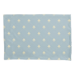 Funda De Cojín Dorado Fleur-de-Lis Dusky Blue