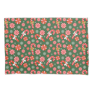 Funda De Cojín Dorado Winter Sweet Snowfall Candy Cane