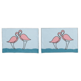 Funda De Cojín Dos flamencos rosas sobre el agua