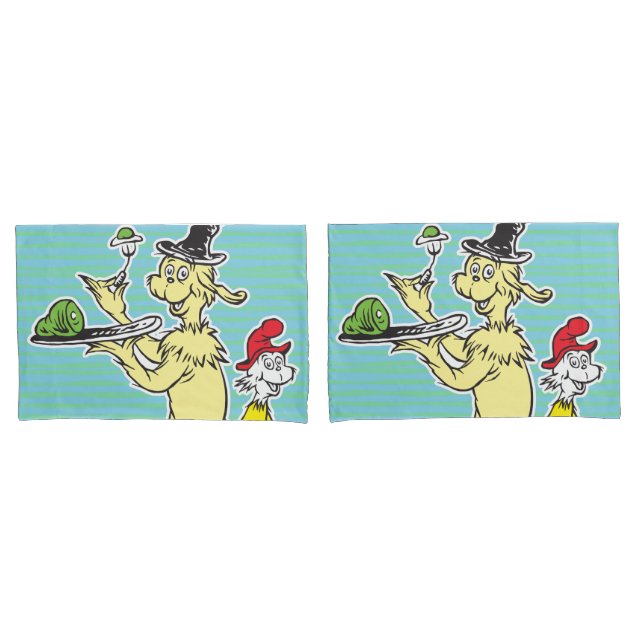 Funda De Cojín Dr. Seuss | Huevos verdes y jamón | Amigo y Sam-I- (Anverso - Set)