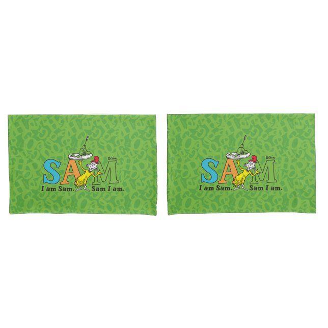Funda De Cojín Dr. Seuss | Soy Sam. Sam, Lo Soy. (Anverso - Set)