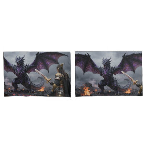 Funda De Cojín Dragon and Warrior Confrontation