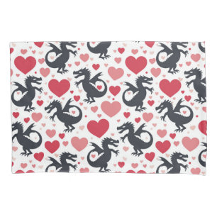 Funda De Cojín Dragón negro enamorado