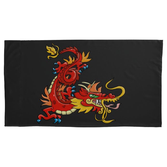 Funda De Cojín Dragón oriental rojo maravilloso (Anverso)