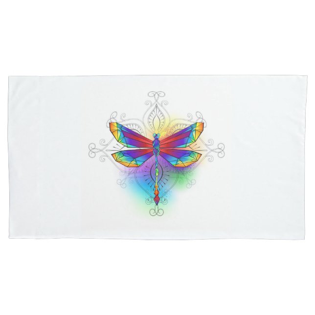 Funda De Cojín Dragón poligonal arcoiris (Anverso-izquierdo)