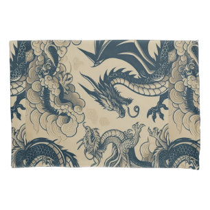 Funda De Cojín Dragones anticuados de fantasía