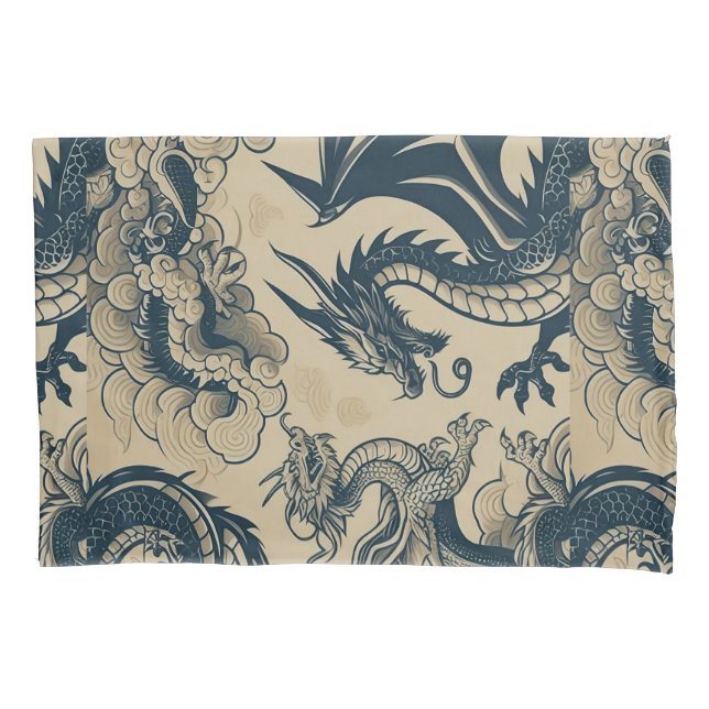 Funda De Cojín Dragones anticuados de fantasía (Anverso)