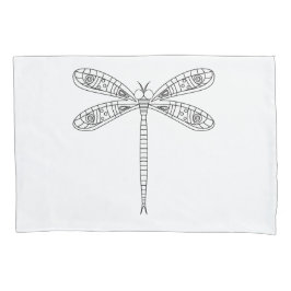 Funda De Cojín Dragonflies and Lilies Tejido Pintado Pillowcase