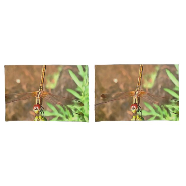 Funda De Cojín Dragonfly artístico descansando sobre la cabeza de (Anverso - Set)