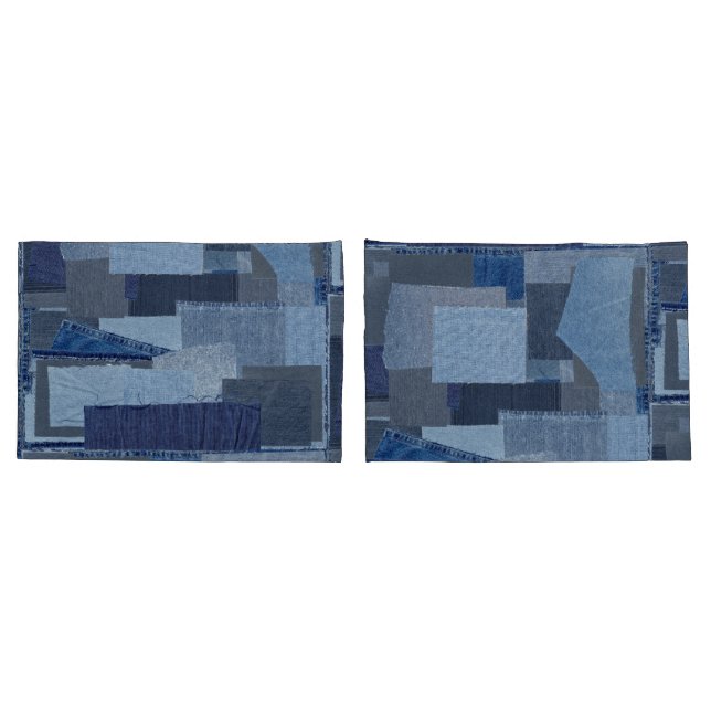 Funda De Cojín Dril de algodón azul Shibori del remiendo de Boro