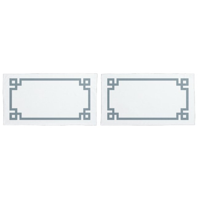 Funda De Cojín Duste Blue Griega Key Border King Size (Anverso - Set)