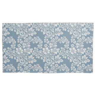Funda De Cojín Dusty Blue and White Cottage Garden