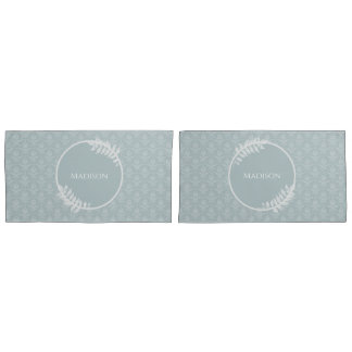 Funda De Cojín Dusty Blue Elegant Damask Personalizado