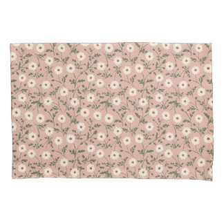 Funda De Cojín Dusty Rose White Modern Farmhouse Daisy Pattern