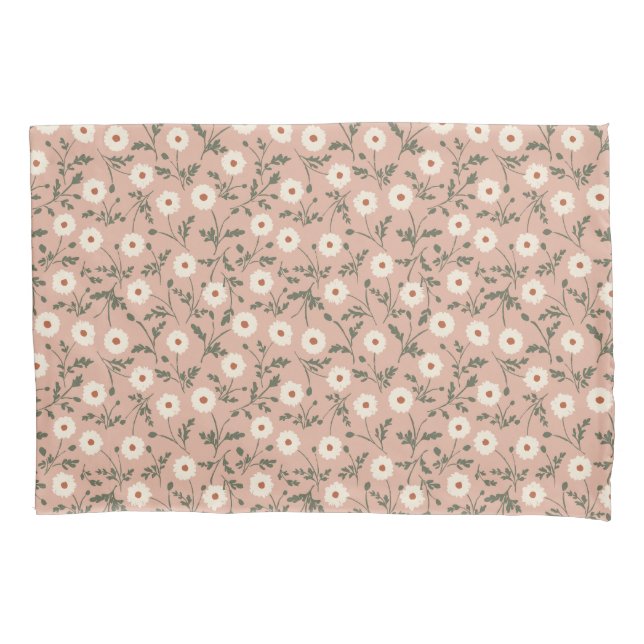 Funda De Cojín Dusty Rose White Modern Farmhouse Daisy Pattern (Anverso)