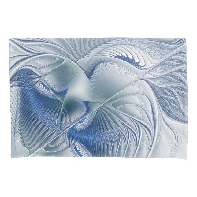 Funda De Cojín Dynamic Fantasy Abstract Blue Tones Fractal Art (Anverso)