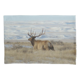 Funda De Cojín E22 Alce Toro y Colinas Nevadas