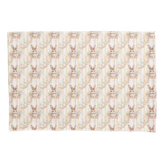 Funda De Cojín Easter Bunny Seamless Fabric – Pastel Cute Rabbit  (Anverso)
