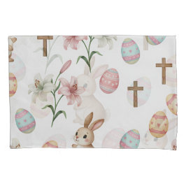 Funda De Cojín Easter Whimsy – Seamless Bunny & Lily Pattern