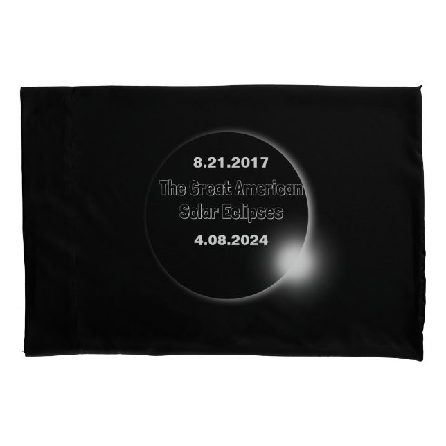 Funda De Cojín Eclipse solar de doble fecha 2024 y 2017 (Anverso)