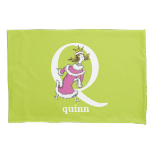 Funda De Cojín El ABC de Dr. Seuss: Letra Q - Blanco Agrega tu