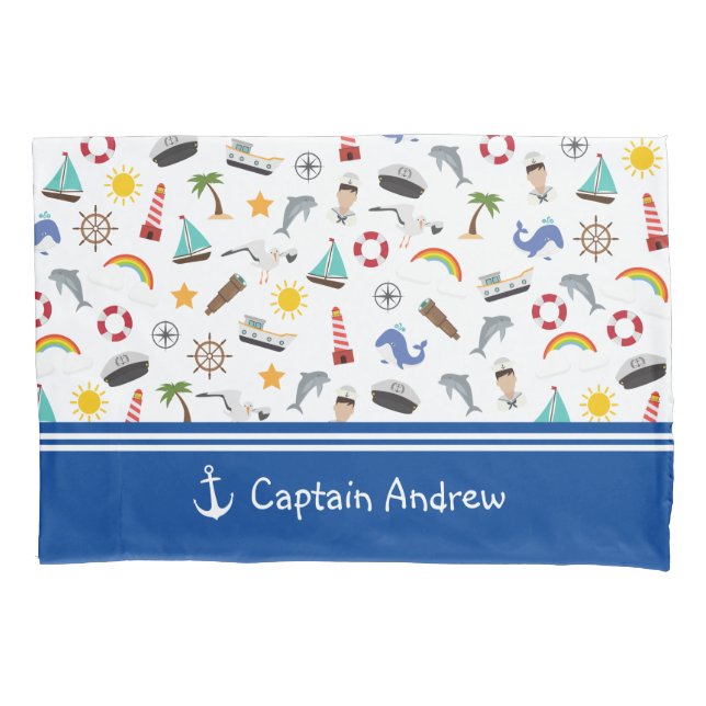 Funda De Cojín El capitán Sailor Nautical (Anverso)