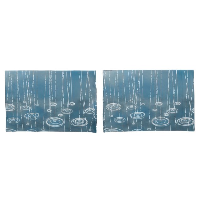 Funda De Cojín El clima azul del día lluvioso (Anverso - Set)