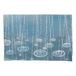 Funda De Cojín El clima azul del día lluvioso